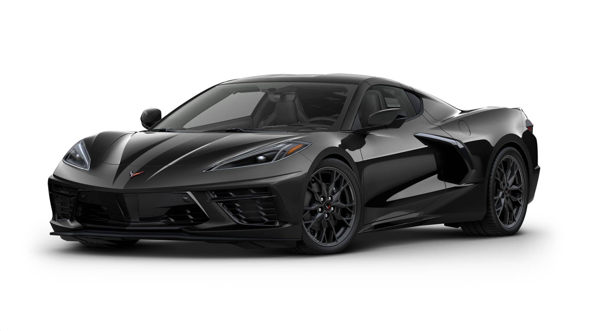 2027 Chevrolet Corvette Stingray 2LT in Black — front three-quarter view