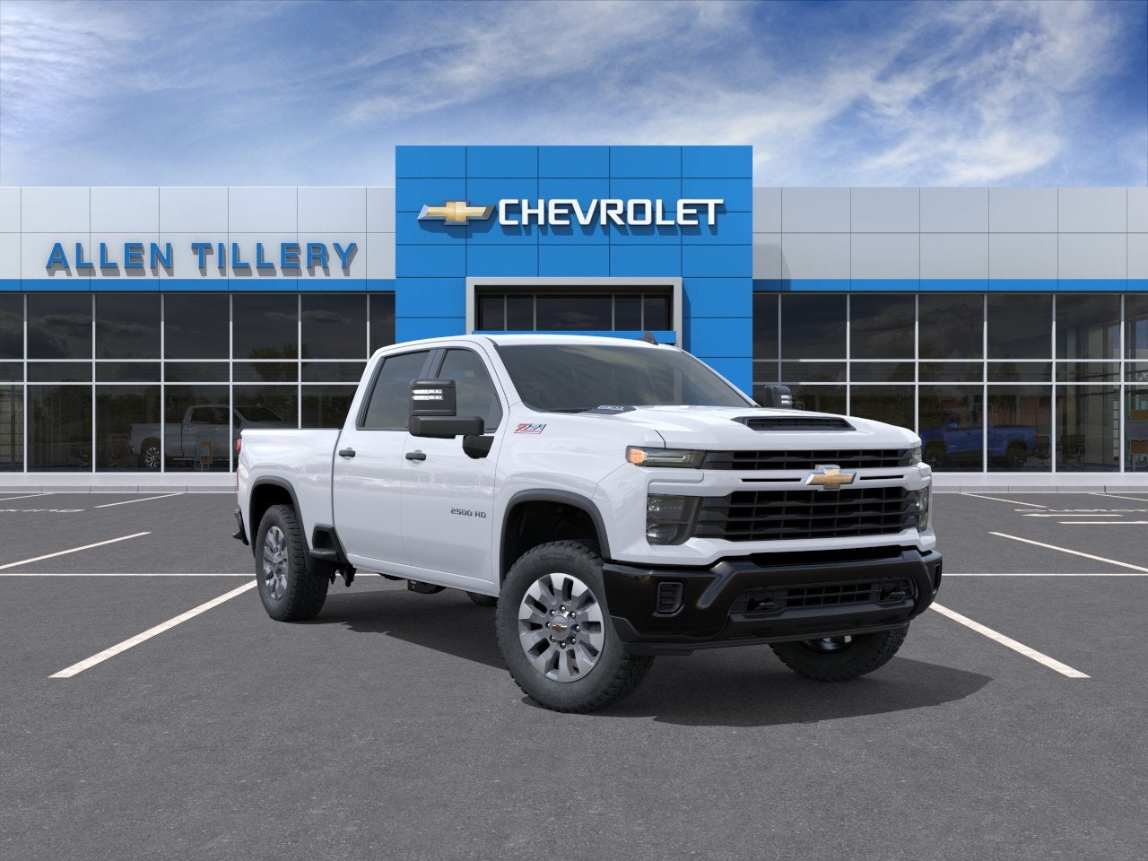 2026 Chevrolet Silverado 2500 HD Custom in Summit White — front three-quarter view
