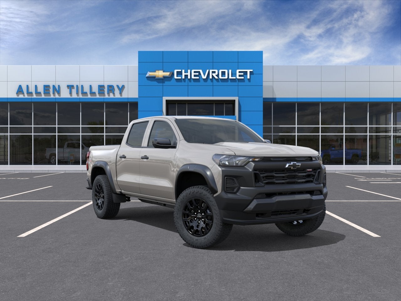 2026 Chevrolet Colorado Trail Boss in White Sands — front three-quarter view